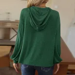 Womens Loose Fit Hooded Sweatshirt Long Sleeve Casual Style Comfortable Fabric Autumn Winter Col