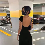 Sexy Backless Bodycon Maxi Dress Slim Fit Waist Cinching Party Wear Available in Multiple Colors