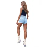 High Waisted Denim Shorts Rolled Hem Stylish Casual Comfortable Perfect for Work or Leisure Read