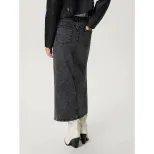Vintage Silver Wash Denim Skirt Womens Retro Style Casual Fit High Waist Perfect for Spring Summ