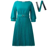 Elegant Womens African Dress Round Neck Three Quarter Sleeve Pleated Design Perfect for Parties