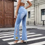 High Waisted Flare Jeans Slim Fit Casual Style Comfortable Denim Perfect for Everyday Wear Ready
