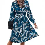 Fashionable Autumn Floral Print Irregular Dress Womens European Style Perfect for Casual Outings