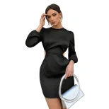 Womens Satin Bodycon Dress Sexy Hollow Out Design Spring Summer Style Perfect for Parties and Ga