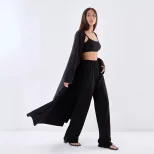 Casual Loose Long Cardigan Set Includes Crop Skirt Cami Top and Pants Perfect for Spring Summer