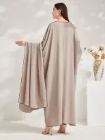 Al Najma Women s Solid Color V Neck Batwing Sleeve Loose Str