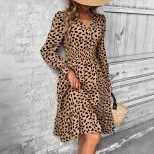 Leopard Print Long Sleeve Dress Casual Chic Style Perfect for Work or Social Events Wholesale Av