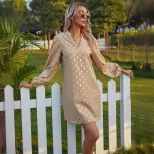 Polka Dot Dress V Neck Elegant Style Casual Wear Available for Wholesale OEM ODM service bulk or