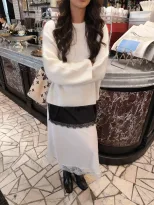 Womens Oversized Knit Sweater Round Neck Faux Mink Fabric Long Sleeve Casual Style Perfect for S