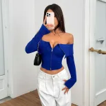 Off Shoulder T Shirt Trendy Design Short Length Spring Summer Collection Womens Fashion Top Whol