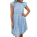 Blue Loose Floral Chiffon Dress Summer Fashion Comfortable Fit Elegant Style Wholesale Available