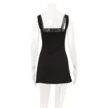 French Style Off Shoulder Dress Elegant High Waist A Line Silhouette Solid Color Perfect for Par