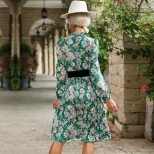 Vintage Floral Print Long Sleeve Dress Ruffled Design Round Neck Elegant Style Perfect for Casua