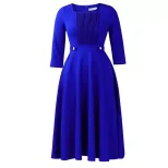 Plus Size Womens Dress Elegant Solid Color Ruffled Design Square Neck High Waist Fashion for Cas