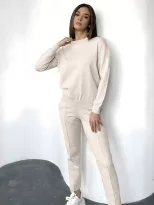 Womens Knitted Sweater Set Loose Fit Round Neck Tapered Pants Autumn Winter Casual Wear Wholesal