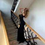 Lace Panel Irregular Hollow Out Bodycon Maxi Dress Slim Fit Elegant Style Solid Color Perfect fo