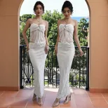 Lace Bustier and Midi Skirt Set High End Slim Fit Vacation Style Perfect for Summer Getaways Who