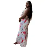 Casual Floral Print Maxi Dress Waist Defining Backless Elegant Style Perfect for Parties and Sum