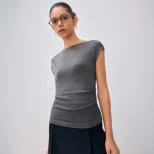 Womens Slim Fit Solid Color Short Sleeve T Shirt Round Neck Casual Style Summer Wear Wholesale S