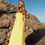 Chic Yellow Strapless Maxi Dress Elegant Sleeveless Summer Style Perfect for Petite Figures Whol