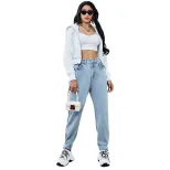 High Waisted Wide Leg Jeans Loose Fit Slimming Design Denim Fabric Casual Wear for Women Wholesa