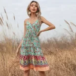 Vintage Paisley Print Short Dress Sexy Sleeveless Design with Ruffle Trim Perfect for Summer Par