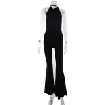Elegant Solid Color Backless Halter Maxi Dress Slim Fit Chic Design Perfect for Red Carpet Event