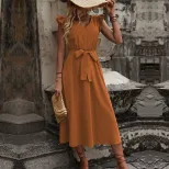 Womens Bohemian Maxi Dress Sexy Backless Waist Cinching Flowy Design Perfect for Vacations and S