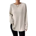 Casual Loose Fit Solid Color Sweater Round Neck Autumn Winter Comfortable Fabric Wholesale Avail