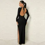 Elegant Backless Maxi Dress Simple Sexy Bodycon Fit Spring Summer Collection Wholesale Available