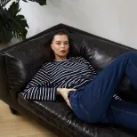 Striped Long Sleeve T Shirt for Women Casual Loose Fit Slimming Design Spring Summer Style Whole