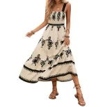 Vintage Floral Print Maxi Dress Sleeveless Bohemian Style Perfect for Summer Vacations Wholesale