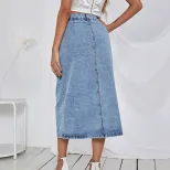 High Waisted A Line Denim Skirt Casual Trendy Slim Fit Perfect for Everyday Wear Wholesale Avail