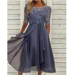 Chiffon Lace Hollow Out Long Dress Elegant Design Perfect for Bridesmaids Evening Gown Wholesale