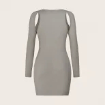 Bodycon Dress Hollow Out Front Ring Detail Milk Silk Fabric Sexy Style for Parties and Night Out