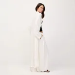 Chic Oversized Sheer Cardigan and Mini Skirt Set Relaxed Fit Long Pants Casual Style Perfect for