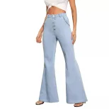 Wide Leg Denim Trousers Versatile Flared Design Comfortable Fit High Quality Fabric Casual Wear