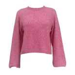 Knit Sweater Round Neck Long Sleeve Sexy Backless Tie Design Short Style Casual Wear for Autumn
