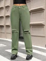 Womens Distressed Wide Leg Straight Jeans Casual Style European and American Fashion Perfect for