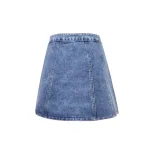 Womens Denim A Line Skirt Single Breasted Waist Defining Decorative Details Casual Wear Spring S