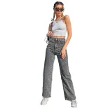 Womens Fashionable Ripped Straight Leg Jeans Trendy Slim Fit Casual Style Perfect for Everyday W