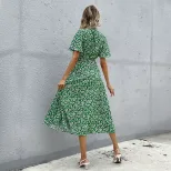 Floral Print Midi Dress Slim Fit French Country Style Spring Summer Wholesale Available custom p