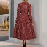 Long Sleeve Printed Maxi Dress Fashionable Design Autumn Style Comfortable Fit Wholesale Availab