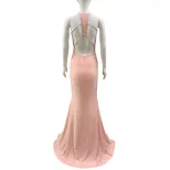 French Style Evening Gown Halter Neck Sequin Detail Bodycon Fit Floor Length Perfect for Formal