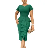 Plus Size Womens Dress Elegant Ruffle Hem Stylish Design Comfortable Fit Perfect for Casual or F