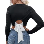 Womens Color Block Long Sleeve T Shirt Round Neck Slim Fit Casual Style Perfect for Everyday Wea