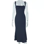 Elegant Womens Fishtail Dress Sleeveless Slim Fit Off Shoulder Solid Color Perfect for Parties a