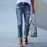 Womens Casual Ripped Skinny Jeans Stretch Fabric Slim Fit Distressed Design Perfect for Everyday