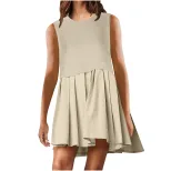 Summer Casual Sleeveless Dress Minimalist Solid Color European and American Style Perfect for Da
