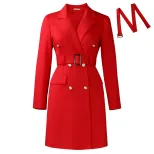 Long Sleeve Bodycon Blazer Dress Double Breasted Solid Color Elegant Style Perfect for Autumn an